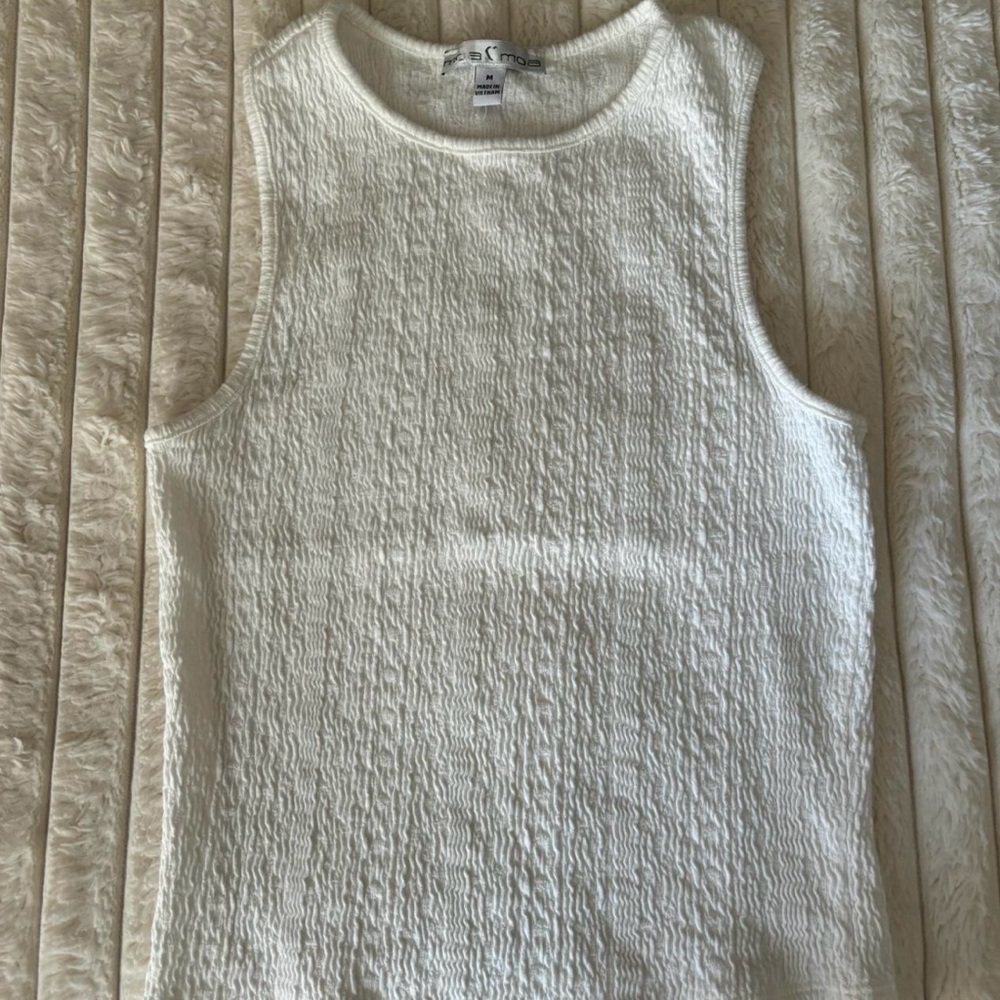 Moa Moa Ivory Textured Sleeveless Top